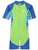 Tuga Boys Short Sleeve One Piece Swimsuit 3mos-7 Years, UPF 50+ Sun Protection