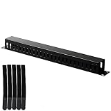 Lancher 19 Inch 1U Cable Management Horizontal Cable Rack Mount Manager with mounting Screws for Service Rack Cabinet 24 Slot Finger Duct with Cover