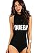 Verdusa Women's Sexy Sleeveless Mock Neck Thong Clubwear Bodysuit Black M