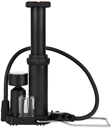 Powfit Mini Bike Pump Portable Bike Floor Pump Foot Activated Bicycle Air Pump with High Pressure Gauge , Fits Presta and Schrader, Black