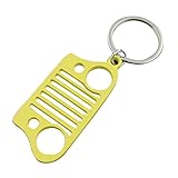 EVAPLUS Car Key Chain Keychain Key Ring for Jeep Wrangler Accessories Enthusiasts-Jeep Front Grill Design and Stainless Steel Material with 4 Colors (Yellow)