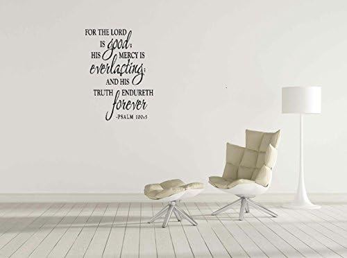 Traintyy Removal Wall Quote The Lord is Good, Psalm 100:5 Inspirational Family Words Quote Vinyl Family Wall Sticker Wall Decal Family Room Art Decoration