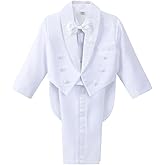 Dressy Daisy Boys Tuxedo Suit 5 Pieces Set Formal Wear Wedding Outfit with Cummerbund, Black/White 001