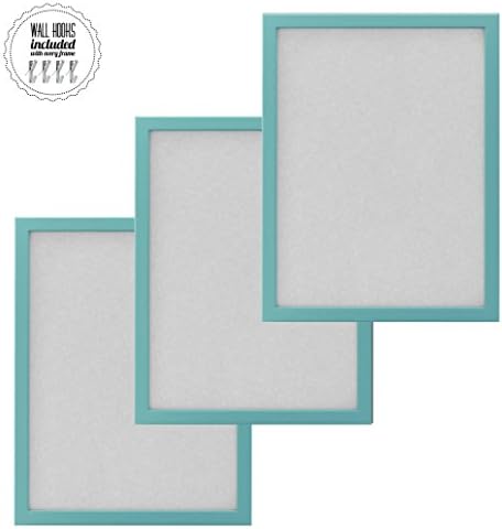 IKEA Family Large Picture Poster Frame Collage With Metal Hardware - 12 x 16 Picture Frames [A+++QBG Wall Hooks] | Set of 3 Wall Photo Frames - Collage of Three - [3 Pack] (Blue)