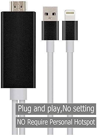 Sunnystore 1080P Plug and Play to HDMI TV HDTV AV Adapter Cable for iPhone 5 5S SE 6 6S 6 Plus 6S Plus 7 7 Plus iPad Mini Air USB to HDMI MHL Connection (Black)