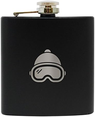 Ski Mask Black Stainless Steel Flask - Precision Laser Engraved Liquor Flask - Engraved in USA - 6 Oz