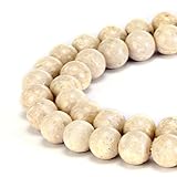 BRCbeads Gorgeous Natural White Fosil Jasper Gemstone Smooth Round Loose Beads 8mm Approxi 15.5 inch 45pcs 1 Strand per Bag for Jewelry Making