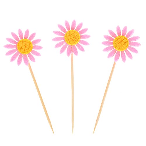 NUOMI 36Pcs Flower Cupcake Toppers Decorations Kids Birthday Party Food Picks Supplies, Cake Muffin Decorating Toppers Baby Shower Christmas Favors for Boy Girl, Sunflowers - Thumbnail 5