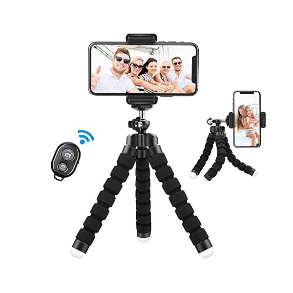 Lidasen Oktopus Handy Stativ, Flexibler Mini Stativhalter mit Bluetooth Fernbedienung, Tragbare Reise Kamera Handyhalterung Ständer, Mobiltelefon Selfie Tripod für iPhone/Android, GoPro, 4-8" Device
