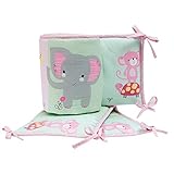 Bedtime Originals Twinkle Toes Multi Jungle 4 Piece Crib Bumper, Pink