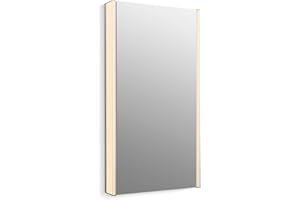 KOHLER K-81148-SLE-DA Maxstow Medicine Cabinet with LED Light, Mirror Door & Staggered Shelves, Rectangular Frame, 22" x 40"