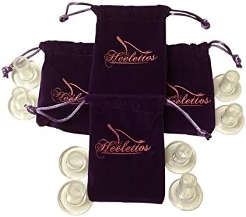 Heelettos Clear High Heel and Stiletto Shoes Protectors, 4 Pair pack with Velvet Carry Pouch