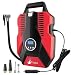 Foseal Portable Air Compressor Pump, 12V DC Digital Tire Inflator 150 PSI Auto Shut-off Easy to Use Tire Pump with Emergency Led Light & Long Cable for Car Motorcycle Bicycle/Schrader Tires Balls-Red