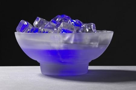 Bella Vita Dapo Beleuchteter Tischnebler blau mit Glas Eiswürfeln und Glasschale ICE Luftbefeuchter