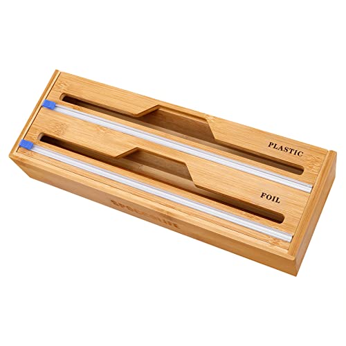 SPOCCOLIFE Cling Film Dispenser and Cutter, Compatible with 35cm Rolls, Kitchen Wrap Oraganizer for Cling Film Tin Foil Parchment Paper