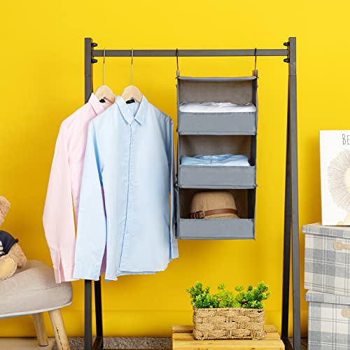 DonYeco 3Shelf Hanging Closet Organizers and Storage, Collapsible