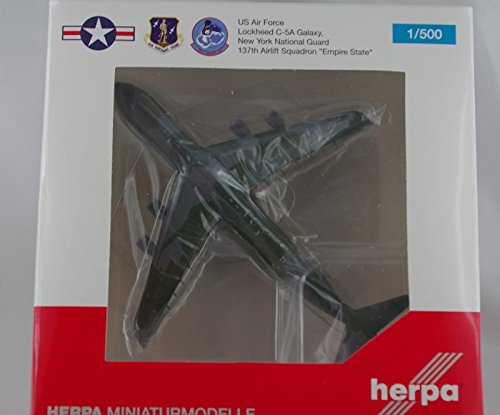 HE528122 Herpa 500 Scale United States Air Force (USA) C-5 Model Airplane