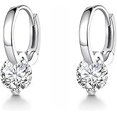 SLUYNZ Sterling Silver CZ Hoop Earrings for Women Teen Girls Minimalist CZ Hoop Earrings Huggie
