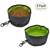 AYADA Collapsible Dog Travel Bowls Large,Portable Pet Travel Bowls Foldable Fabric Canvas for Medium Large Dogs,Waterproof Water Food Travel Bowl with Clip Zipper for Outdoor Camping Hiking (2 Pack)