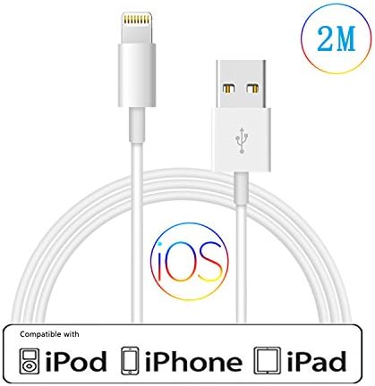 iPhone Charger Lightning Cable Charging Cord 6.6 Feet 2m Extra Long Length for iPhone 8 / 8 Plus / 7 / 7 Plus / 6 / 6 Plus / 5S iPad Air /iPod / Pro ( 1 Pack - White)