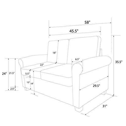 DHP Premium Sofa Bed, Pull Out Couch, Sleeper Sofa with Pull Out Bed