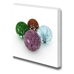 Canvas Prints Wall Art - Trees of Four Seasons in The Glass Drops | Modern Wall Decor/Home Art Gallery Wraps Giclee Print & Wood Framed. Ready to Hang - 12" x 12"
