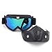 Ubelly Motorcycle Goggles with Detachable Mask, Motocross Riding Cycling Motorbike ATV Dirt Bike Racing Off Road Cosplay Goggle Glasses,Adjustable Non-Slip Strap Retro Helmet Goggles