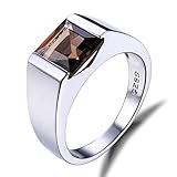 Jewelrypalace Men's 2.3ct Square Natural Smoky Quartz 925 Sterling Silver Ring