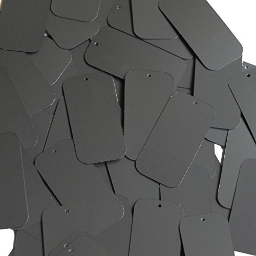 Long Sequin Rectangle 1.5 inch Black Matte Silk Frost Couture Loose Paillettes. Made in USA.