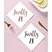 MAGJUCHE Finally 21 Cocktail Napkins, 50-Pack 3ply White Rose Gold 21st Birthday Dinner Celebration Party Decoration Napkin