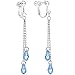 Crystal Chain Clip Earrings in Aqua Droplet Style