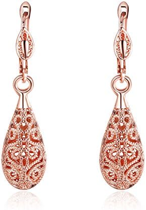 iBeautys 18K Rose Golden Plated Dangle Earrings Retro Sytle Fashion Jewelry for Women Girls