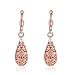 Boosic 18K Rose Gold Plated Water Drop Filigree Dangle Earrings for Women