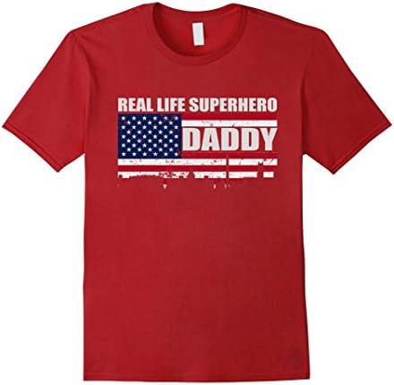 Mens Real Life Superhero Daddy: Gift Shirt For Dads 2XL Cranberry