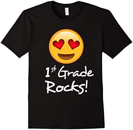 Mens Firth Grade Rocks Emoji Shirt Funny 1st Graders &amp; Teachers XL Black