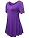 JollieLovin Women Plus Size Short Sleeve Summer Long Tunic Tops Loose Fit T-Shirt to Wear with Leggings(Large,Deep Purple)