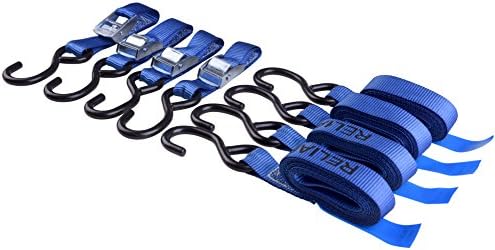 Reliablesling Cambuckle Lashing- 4 Pk - 10 Ft - 300 Lbs Load Cap - 900 Lb Break Strength - Cargo Straps for Moving Appliances, Lawn Equipment, Motorcycle in a Truck