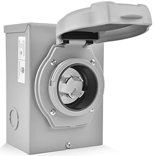 RVMATE 30Amp 4 Prong Generator Power Inlet Box, NEMA L1430P 125/250
