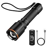 TACKLIFE Cree LED Flashlight USB Rechargeable Tactical Torches - 900 Lumens Super Bright, 6 Modes, 3350mAh Battery, IP64 Waterproof, for Camping Hiking Emergency