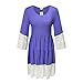 HIMONE Women Bohemian Flare Sleeve Lace Splice Loose Tunic Dress