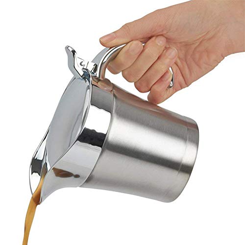 500ml Stainless Steel Sauce Jug Double Insulated Thermal Gravy Boat Sauce Vinegar Lid Jug Liquid Container for Gravy, Sauces, Custard and Much More(silver)