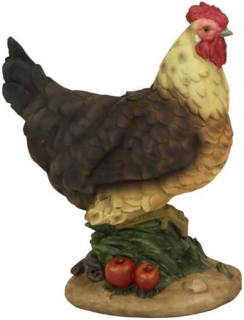Farm Hen Chicken Collectible Home Garden Sculpture Figure, 7-inch, Brown Tan Matte Finish