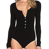 Fancyqube(TM) Women's Deep V Neck Long Sleeve Bodycon Jumpsuits Bodysuits
