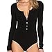 Fancyqube(TM) Women's Deep V Neck Long Sleeve Bodycon Jumpsuits Bodysuits Black S