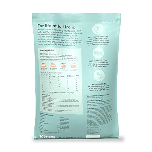 Amazon Brand Kitzy Dry Cat Food, Whitefish and Pea Recipe, GrainFree (12 lb bag