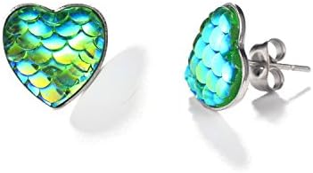 Aganippe Fairytale Mermaid Scales Stud Earrings for Girl Women Jewelry Christmas Day Gift (Style-16)