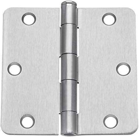 Dynasty Hardware 3-1/2" Door Hinges 1/4" Radius Corner, Satin Nickel (8)