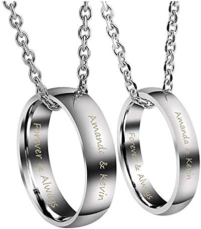 2pc Men Women Personalised Couples Rings Engarved Custom Stainless Steel Couples Band Ring Pendant For Him And Her Sets Wedding