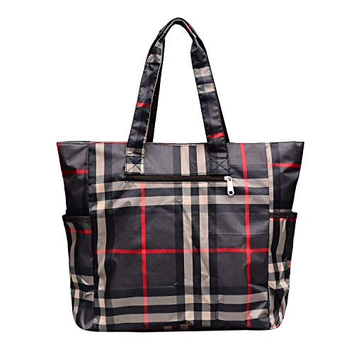 Nylon Large Lightweight Tote Bag Shoulder Bag for Gym Hiking Picnic Travel Beach Waterproof Tote Bags (Rose TB) - Thumbnail 4