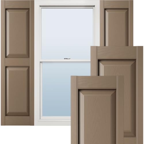 14 3/4"W x 40"H Lifetime Vinyl, TailorMade Two Equal Panels, Raised Panel Shutt…